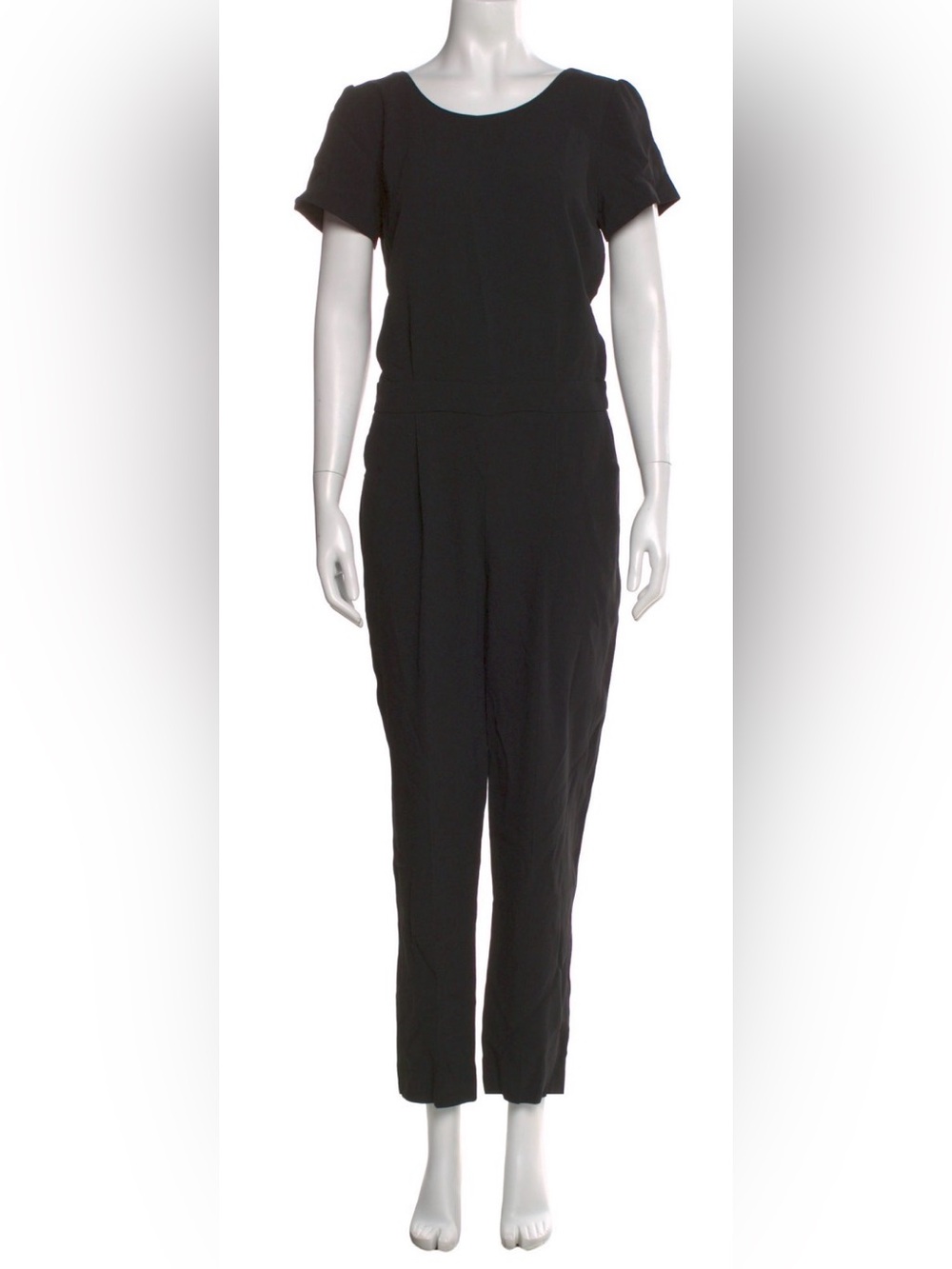 Sezane Black Short-Sleeve Tailored Jumpsuit
